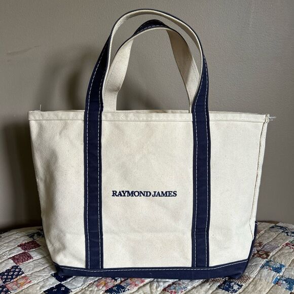 Vintage L.L Bean Boat and Tote  Canvas Packable Bag 11x17 Navy - Picture 1 of 9